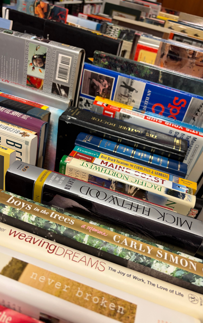 books lined up on table