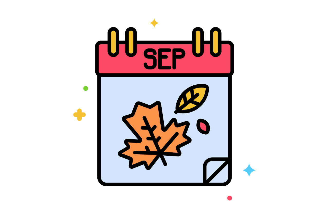 calendar graphic that says "Sep" with leaves