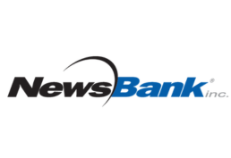 black and blue NewsBank logo with white background