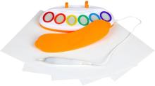 paint pallet with orange cover and white brush