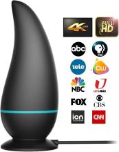 pod shaped tv antenna with channel logos 