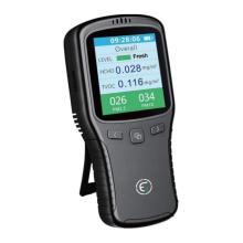gray air quality monitor with stand and digital screen 
