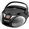 black CD player with handle