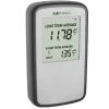 Radon detector with long term average reading and short term average reading displayed on a digital screen